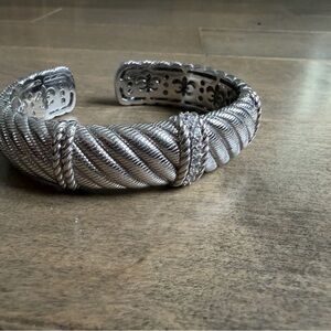 Judith Ripka Silver Twisted Cable Cuff Bracelet
